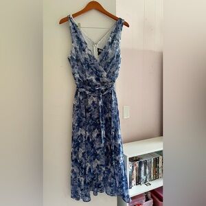 New silk dress short sleeve blue Donna Karen New York